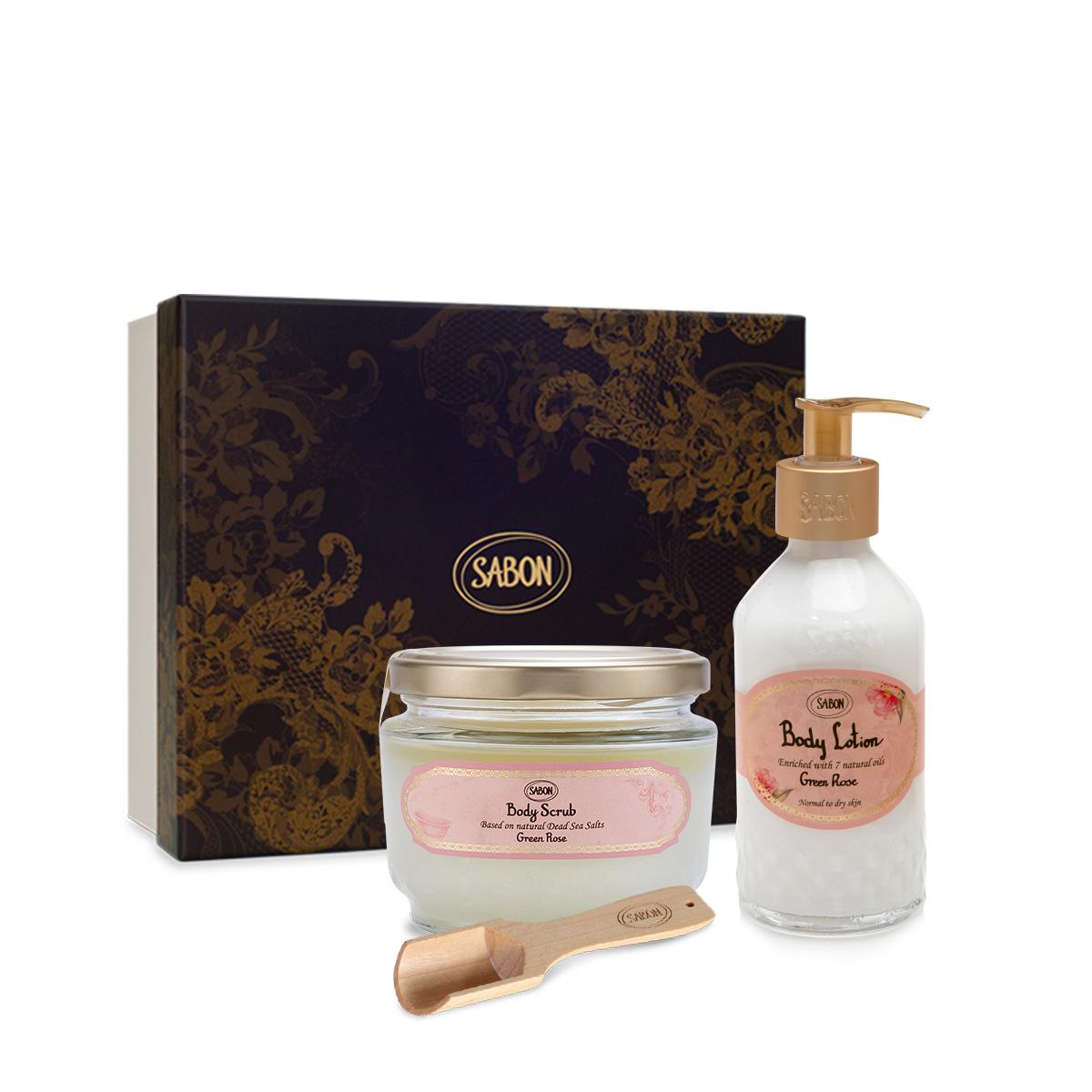 [Sabon] Green Rose Body Scrub & Body Lotion Duo Set