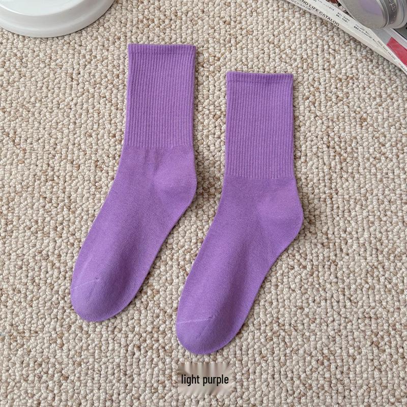 Bunte Damen Kniehohe Candy Color Scrunch Socken - Trendy, Ganzjährig, Mittelhoher Schaft, Einfache Tanz Baumwollsocken