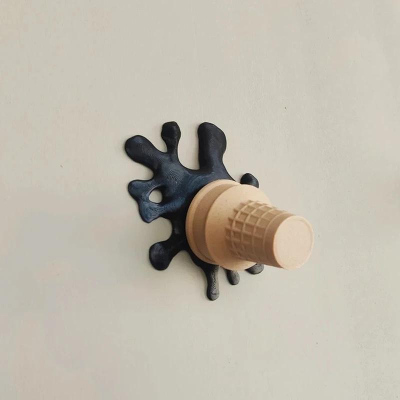 Настенный декор «Тающее мороженое» - Веселое настенное украшение в виде тающего мороженого, украшение для кабинета, гостиной, магнит на холодильник чёрный