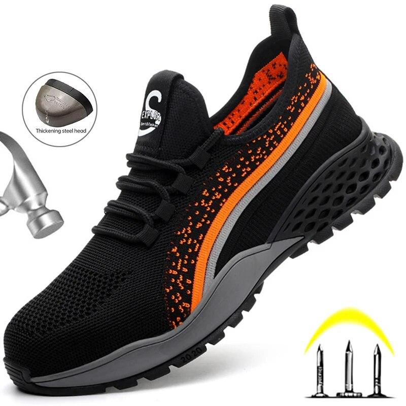 

Защитная обувь Мужчины Женщины Рабочие ботинки Строительная обувь со стальным носком Дышащие защитные ботинки Нескользящие рабочие кроссовки Мужская рабочая обувь
