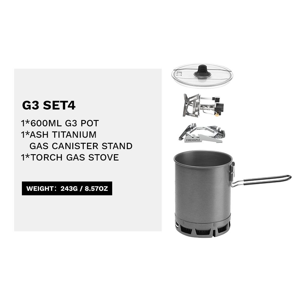 Fire Maple Petrel G2 G3 Ultralight Cooking System Lightweight Outdoor Gas Burner Folding Fork Portable for Hiking Travel Camping G3 Petrel Set 4