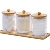 Round Acrylic Cotton Swab and Bath Salt Storage with Bamboo Lid