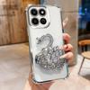 KEYSION Shockproof Plating TPU Phone Case for HONOR X7c Glitter Jewelled Swan kickstand Back Cover for Honor 200 Smart 5G