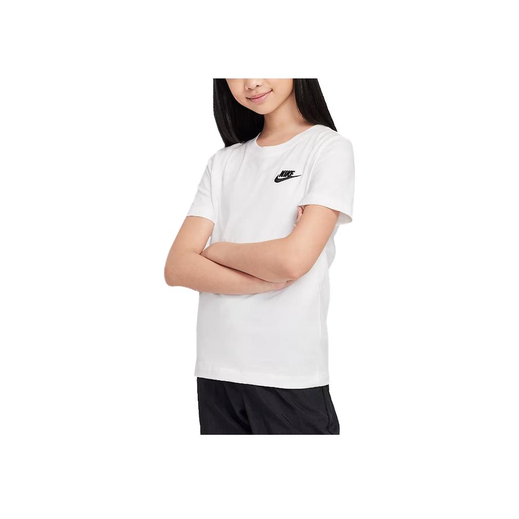Nike Round Neck Letter Print Pullover Short Sleeve T-Shirt Kids Tops White FZ5177-100