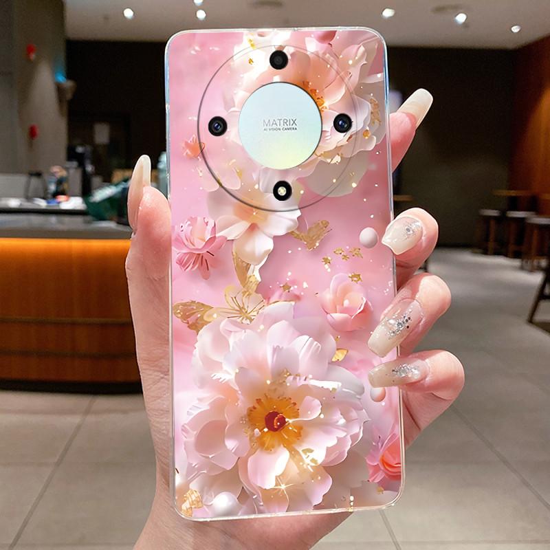 For Honor X50 5G Case Luxury Flower Painted Cover Clear Soft Silicone Phone Case For Honor X 40 50 X40 X50 5G Back Covers Bumper