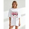 Feeling Lucky Oversized T Shirt Black Pink Dice Heart Print Casual Summer Top For Women Party Outfit