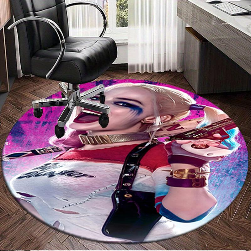 1PC Quinn Artwork Round Rug, Non-slip Chair Mat, Home Decor, Circle Carpet Perfect for Office, Bedroom, Living Room,Christmas gift