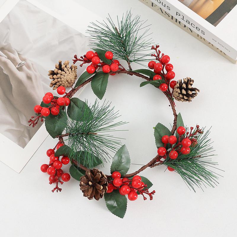 Plastic And Berries Pine Needles Wreath Decor For Festive Home And Store Display