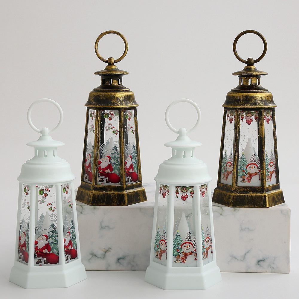 Christmas Santa Lantern Wind Light Retro Style Battery Powered Decorative Lantern Hanging LED Light