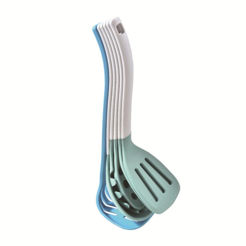 

6 шт., набор силиконовых кухонных принадлежностей, антипригарная лопатка, лопатка, суповая ложка, набор кухонных инструментов, без BPA, аксессуары для кухонных инструментов синий