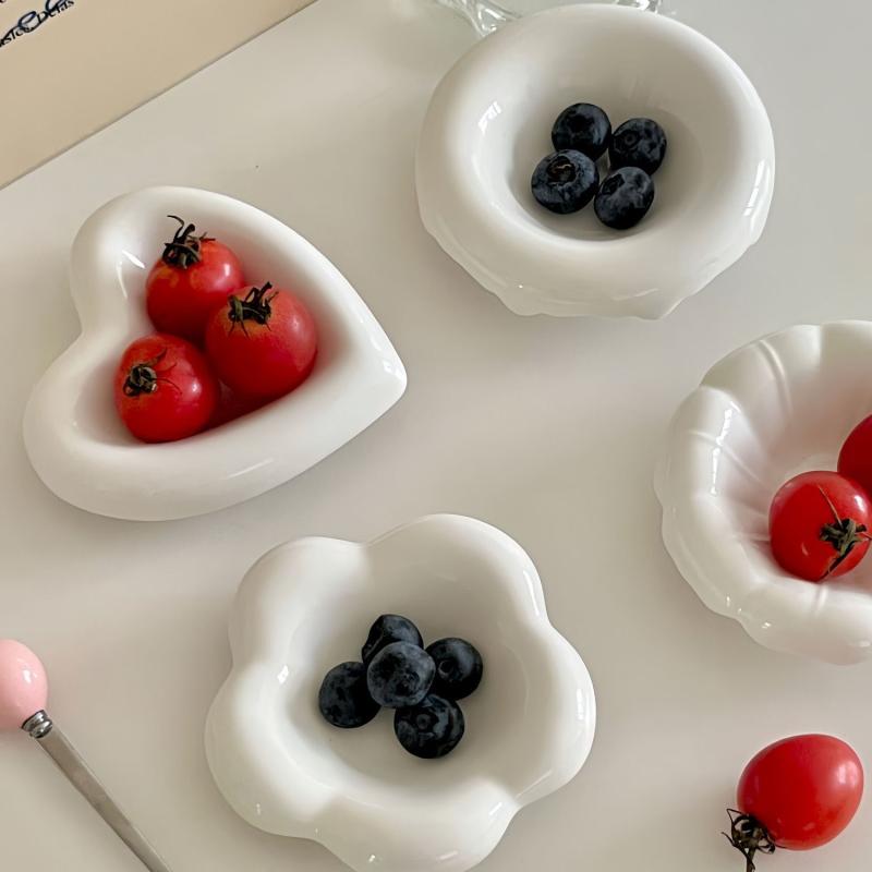 Ketchup Kerámia Szószos Tálka, Fehér Fűszerező Tányérka, Mini Méz-Ecet Tányérka, Szósz Merítő Tálka, Ékszer Bemutató