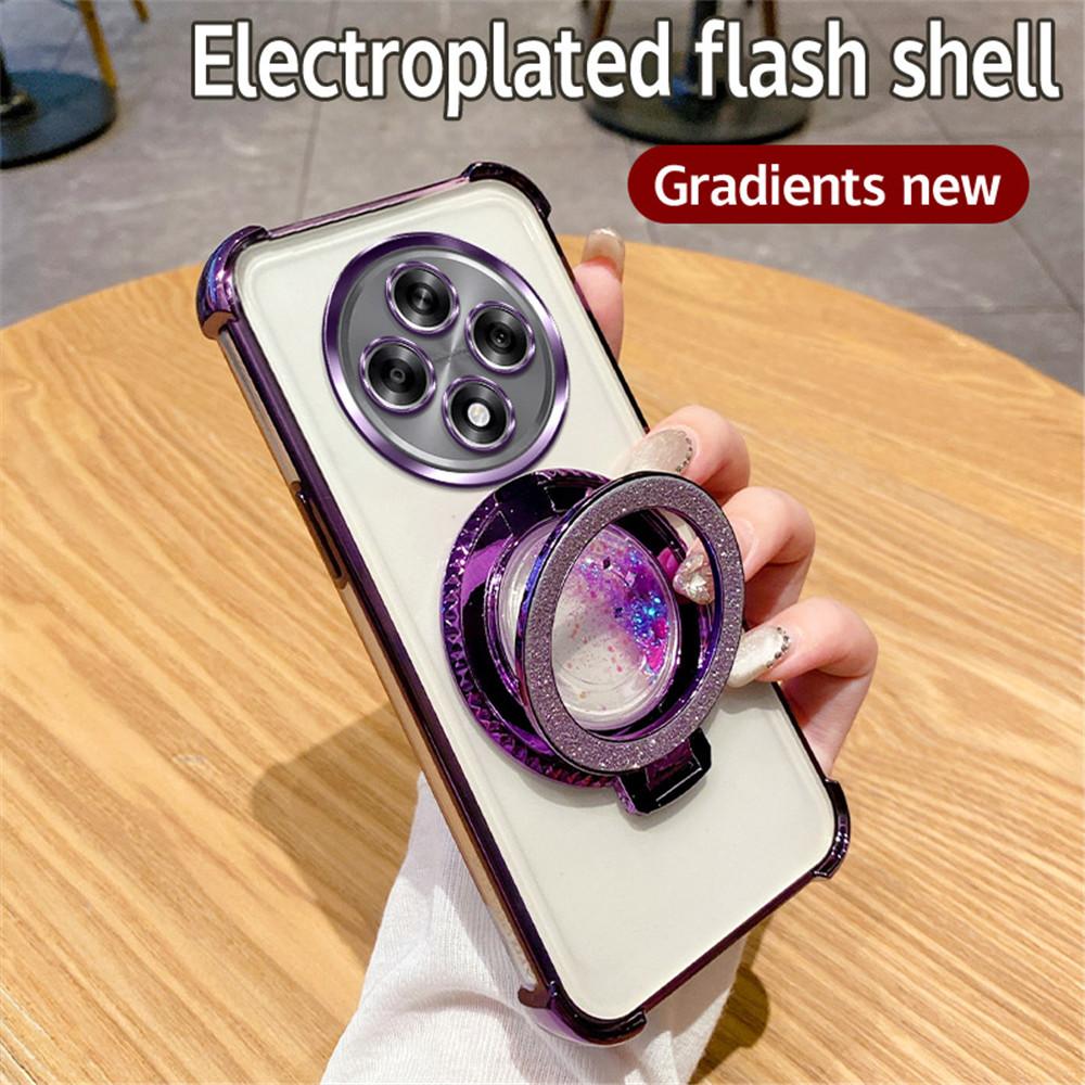 Magnetic Quicksand Bracket Phone Case For OPPO Reno 11F 5G 12 11 Pro A16 A16S A53S A54S A17 A5 A9 2020 Glitter Shockproof Cover