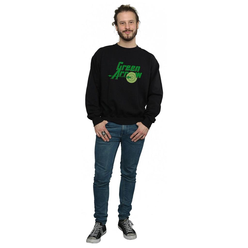DC Comics Mens Green Arrow Text Logo Sweatshirt