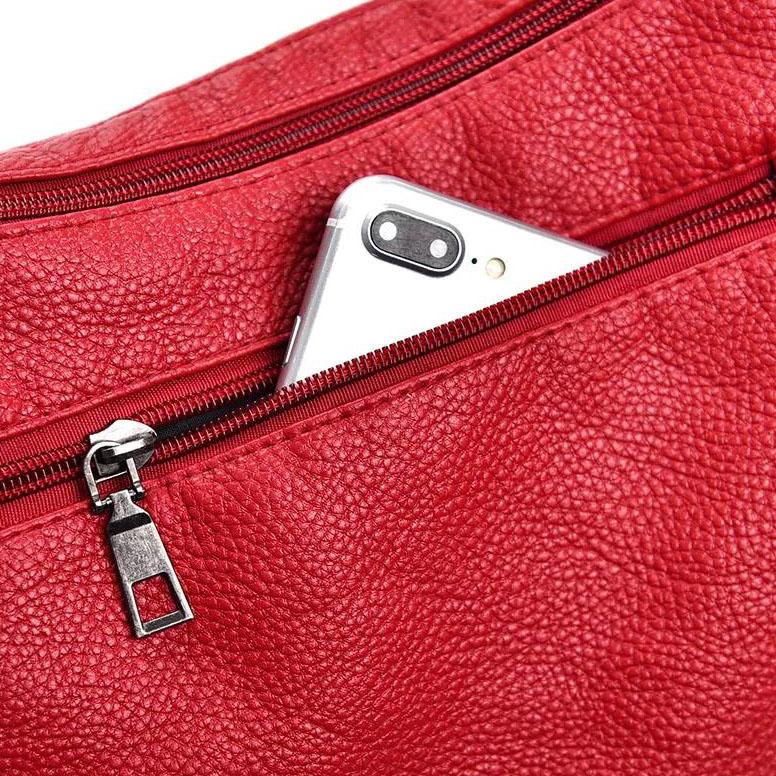 Women's Large-capacity Single-shoulder Bag Messenger Bag Ladies Solid Color Casual Soft Leather Bag