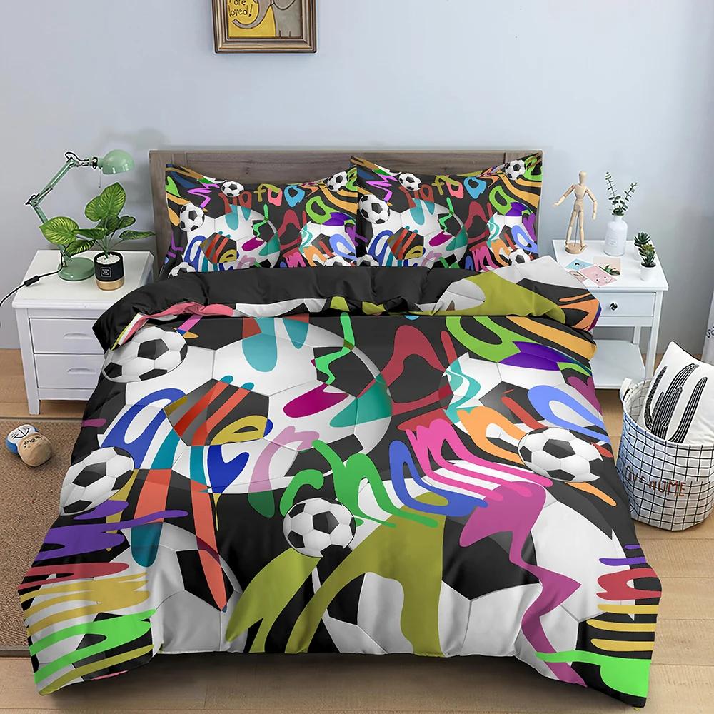 

Football Duvet Cover Set 3D Print With Blue Crack Cool Sport Comforter Cover King Size For Boys Girl Polyester Bedding Set EU single(135x200cm)