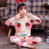 Pure Cotton Flannel Autumn/Winter Girls' Round Neck Underwear Set