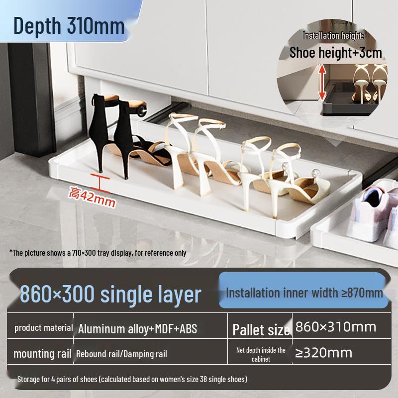 Shoe Cabinet with Kick Drawer and Slide Rail for Hallway