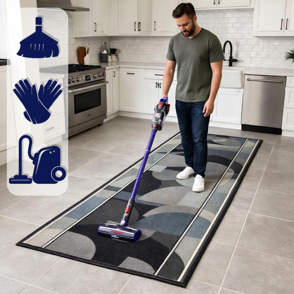 [7] CHAMELEON GRAU 67 x 250cm Rutschfester Teppich D6951