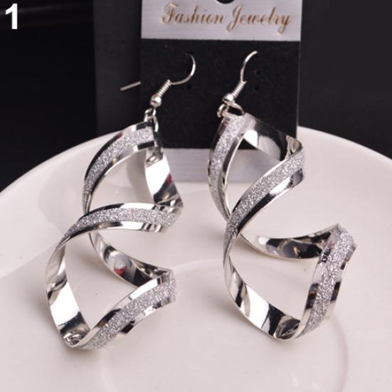 Women Spiral Scrub Hook Dangle Earrings Wedding Engagement Bridal Jewelry Gift