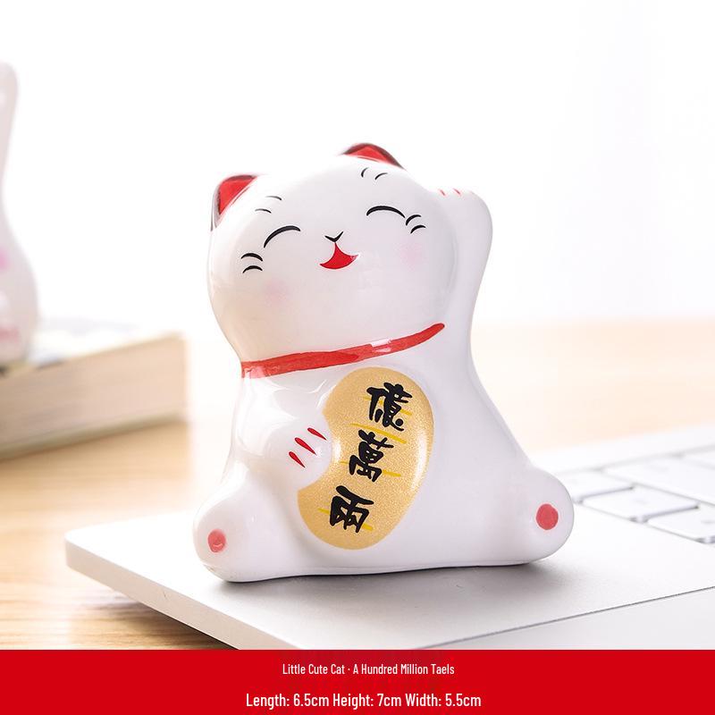 

Small Ceramic Lucky Cat Ornament - Cute Pet Decor for Home or Car
