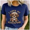 Unisex Polyester Summer Top I LOVE MY CAVAPOO Print Loose round Neck Short Sleeve Fashion for Astrology Lovers