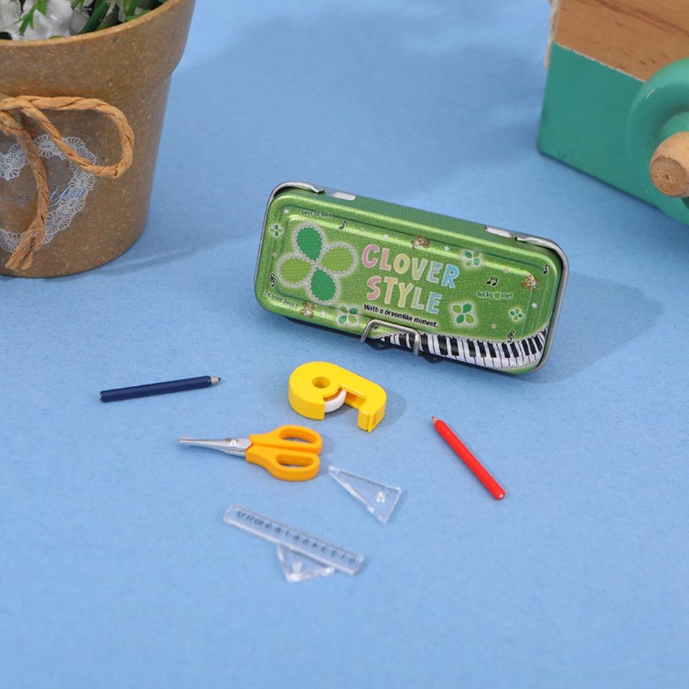 

Scene Decoration Doll House Pencil Case Ruler Model Miniature Iron Box Doll Accessories зелёный