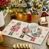 4pcs or 6pcs Nutcracker Placemats Suitable for Christmas Table Decor - Pink Golden Blue Snowflake Linen Table Mats, Hand Wash Only Elegant Rectangular