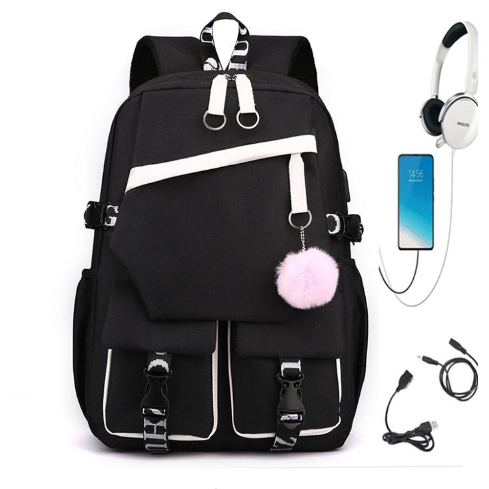 Cute Labu Printed Student School Bag Three-piece Student Large Capacity Backpack