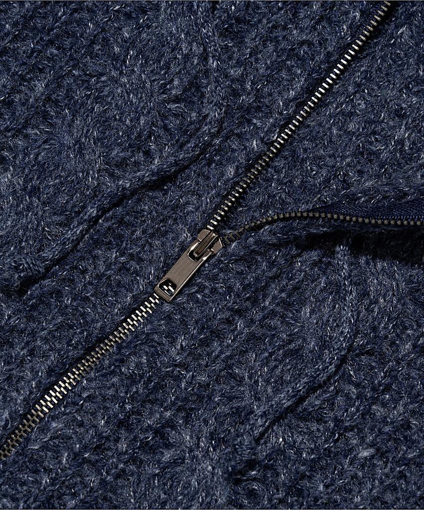 Otherfits Cable Weight Knit Zip-Up Hoodie (Navy)