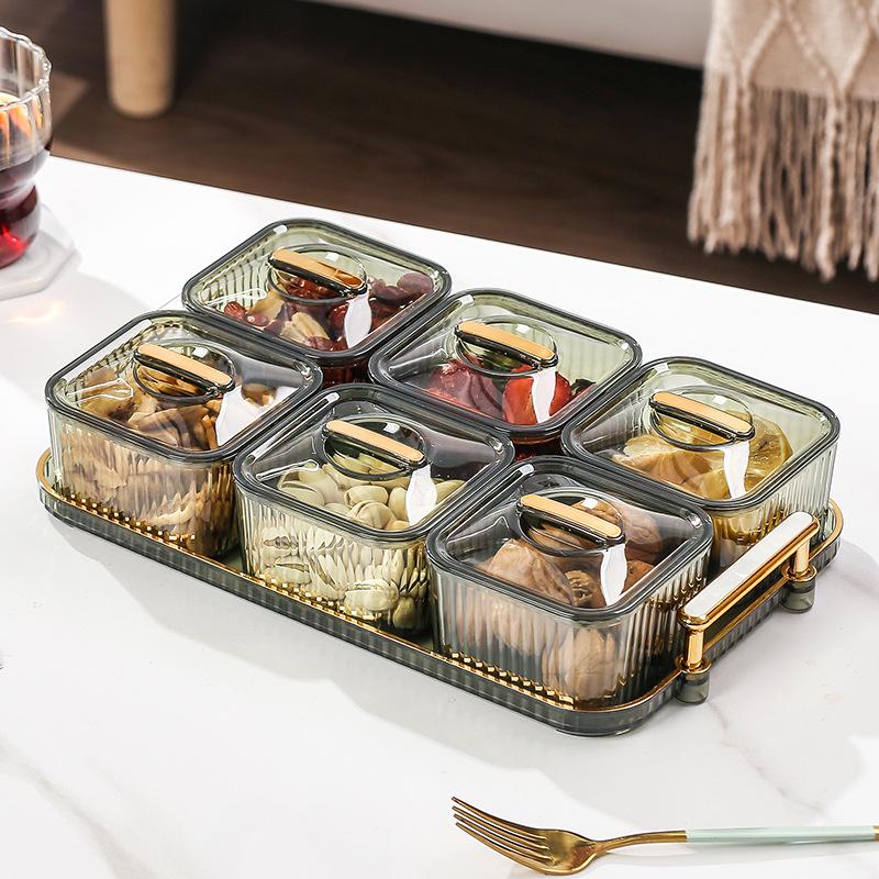 Luxurious Food-Grade Dried Fruit and Nuts Snack Plate with Lid