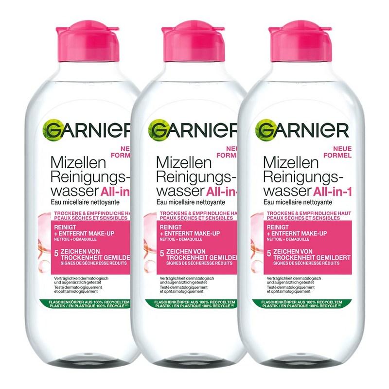 Garnier Skin Active Micellar Cleansing Water, Gentle Cleansing for Dry Skin, 400ml, 3 pcs