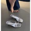 French Temperament Metal Buckle Cover Toe High Heel Sandals Women's 2025 Summer Word with Cool Slippers Outside Wearing Roman Slippers