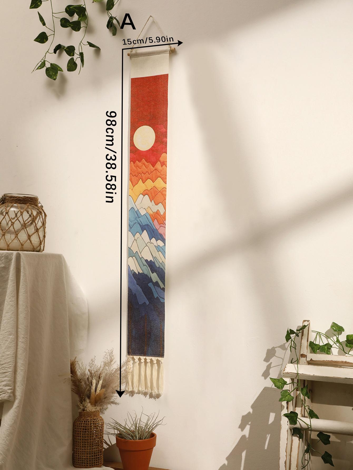 

Настенный гобелен макраме «Гора, восход и закат» в стиле бохо, украшение для дома, настенный гобелен, декор для комнаты, эстетический декор стены