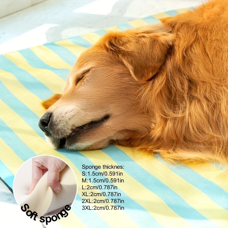 Summer Stripes Dog Bed Cool Breathable Puppy Kitten Sleeping Pad Ice Silk Cooling Pet Mat Washable Cooling Pad Dog Accessories