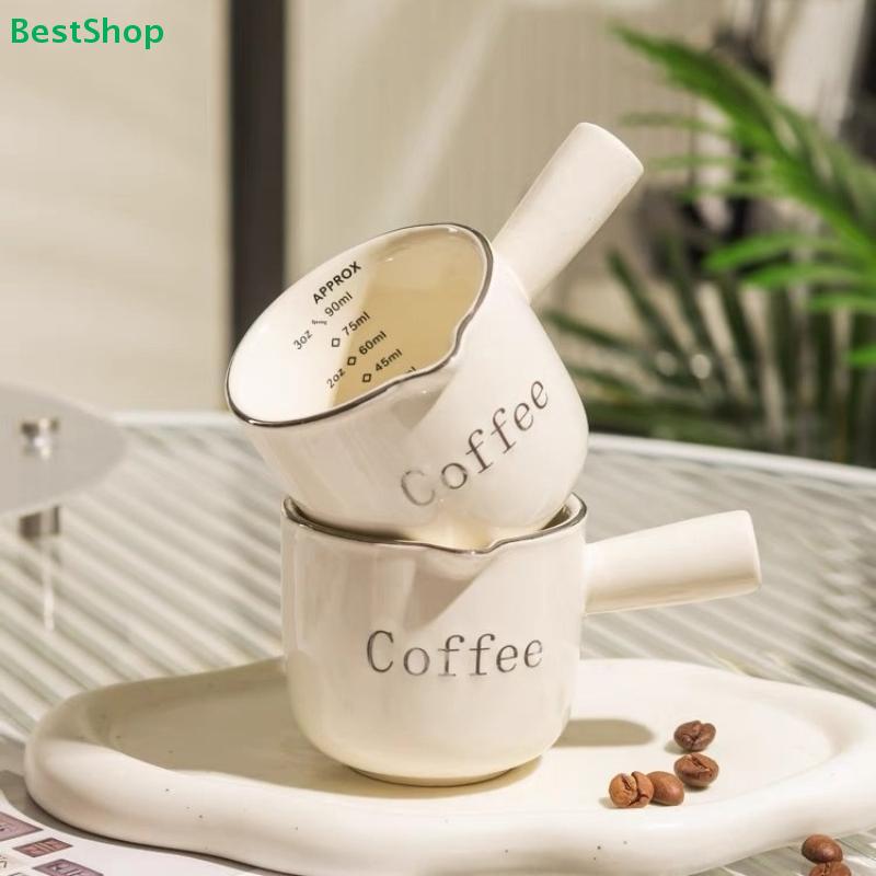 90ml Coffee Milk Jug with Measuring Scale - Espresso Extraction Cup, Exquisite Ceramic Measuring Cup and Milk Pitcher