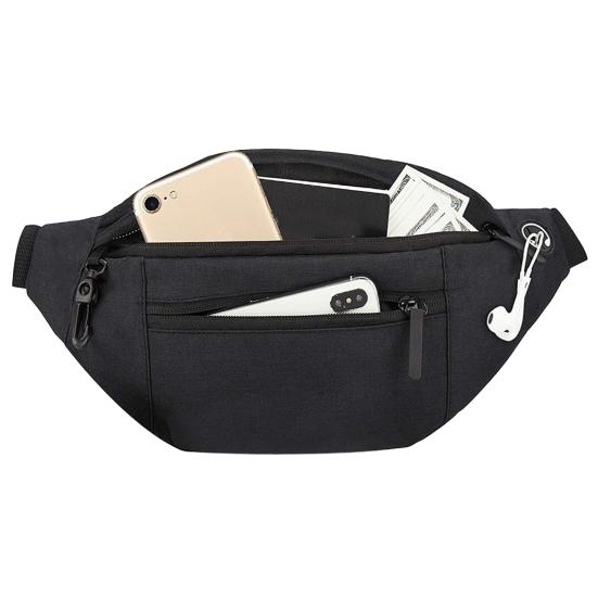 Reflective Waist Bag with Headphone Jack Zipper Closure Pockets Design Multi-purpose Style Belt Bag Running Accessory