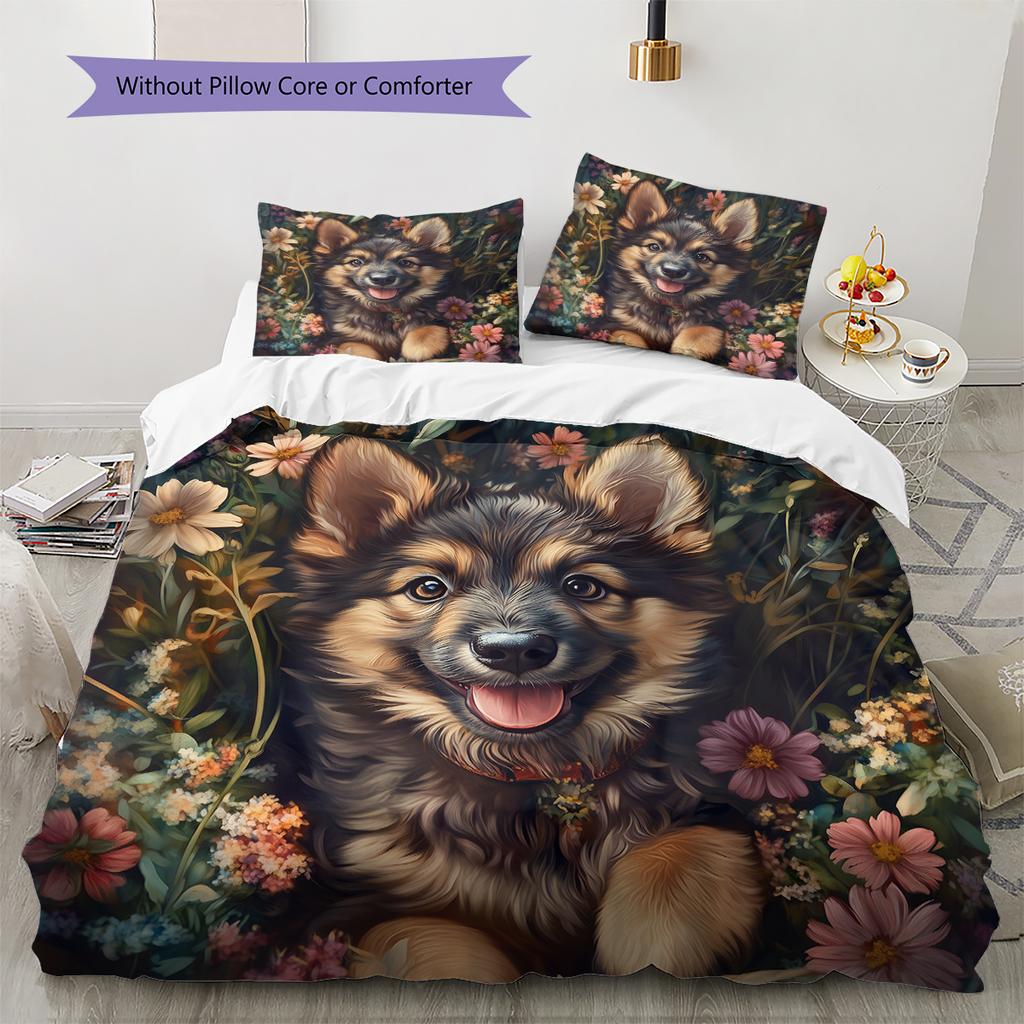 German Shepherd Pattern Bedding Home Decoration Birthday Gift (1 * duvet cover + 2 * pillowcase, without core)