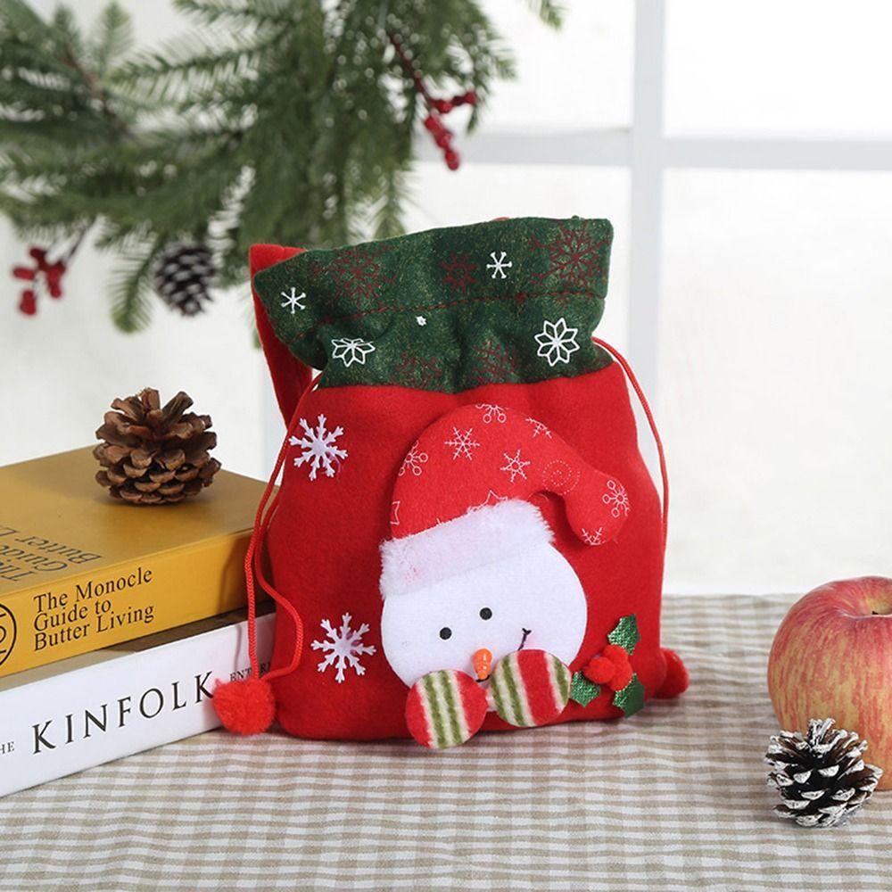 Snowman Santa Claus Storage Bag Candy Bags Christmas Gift Bag Xmas Drawstring Bags Wrapping Pouch