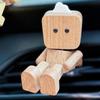 Magnetic Wooden Automotive Sculpture Dancing Robot Figurine For Car Dashboard Handmade Moving Limbs