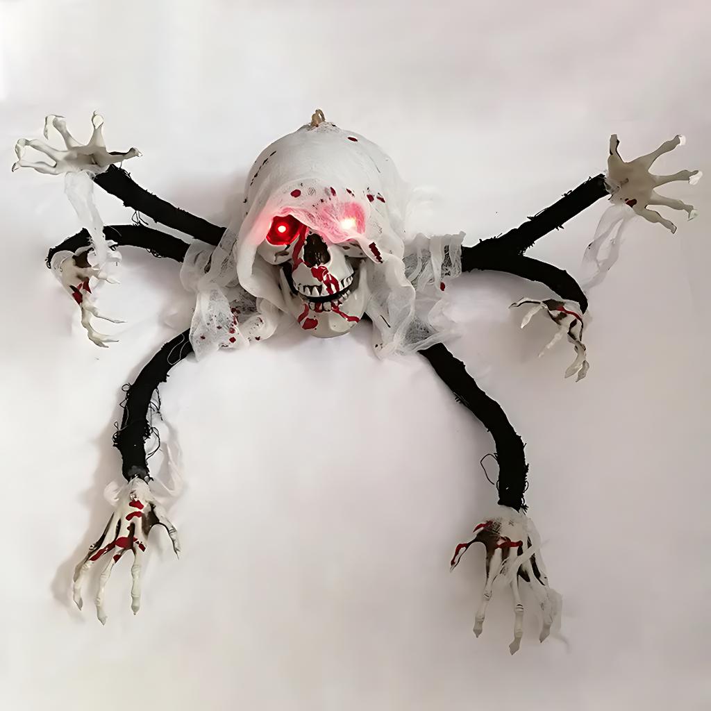 Halloween Haunted Skeleton Six Claw Monster Ghost Luminous Electric Blood Red Gauze Hanging Decoration Prop