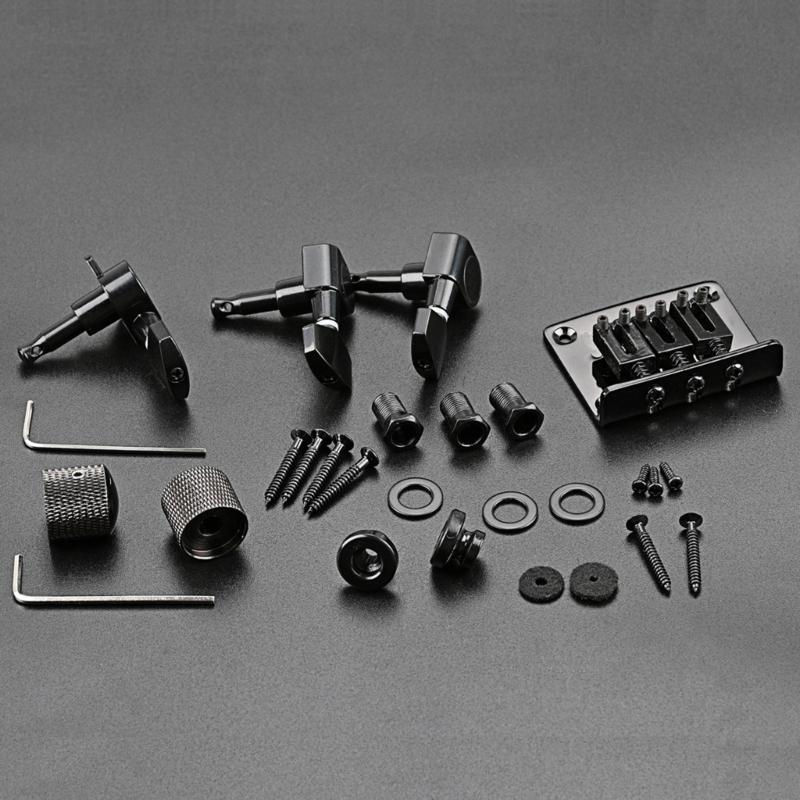 Practical 3 Strings Guitar Bridge Set Guitar Saddle Bridge with Screw Control Knob Wrench Guitar Replacement Accessories