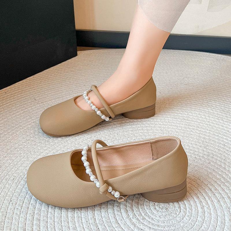 Versatile gentle soft sole with skirt fairy shoes 2025 new spring and summer French shallow mouth evening breeze Mary Jane single shoes women
