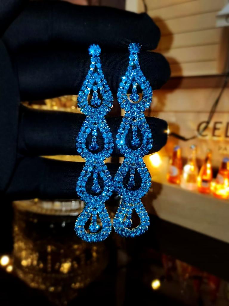 Claw Chain Series Rhinestone Earrings Women's Super Flash Full Diamond Long Earrings Studs Dinner Party Versatile Earrings Earrings