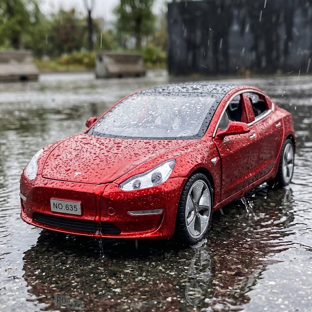 1:32 Modelo 3 Sedán de Lujo Mediano Metal de Aleación Modelo Fundido a Presión Decoración Adorno Coche de Juguete Pull Back Coleccionables Regalos de Cumpleaños