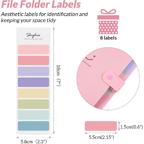 SKYDUE Expanding File Folders with 5 Pockets, Accordion File Organizer with 32 Labels, Portable Document Paper Organizer, Filing Folders, Letter / A4