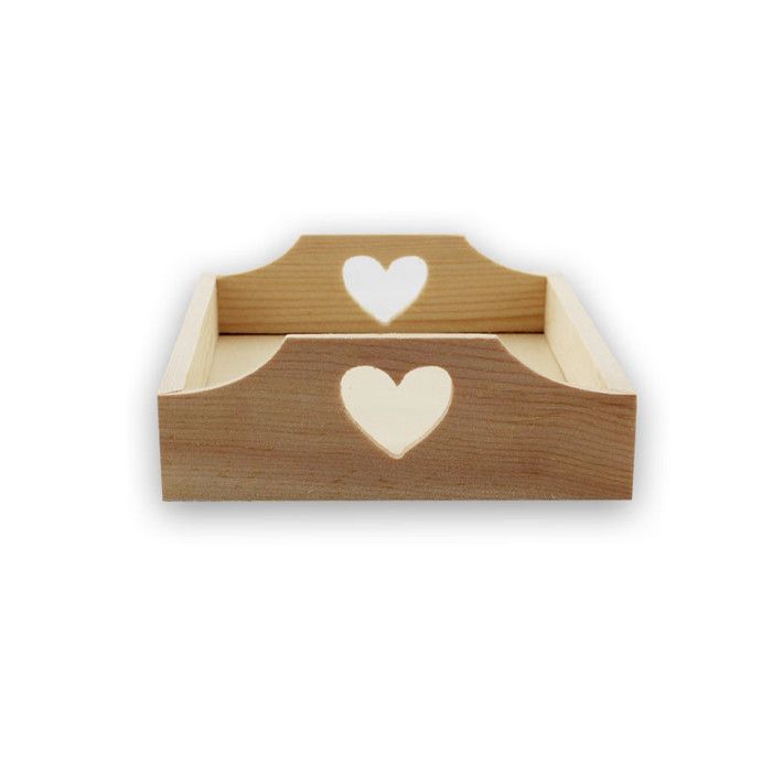 Plateau en bois avec découpe coeur 22 x 13 x 3 cm