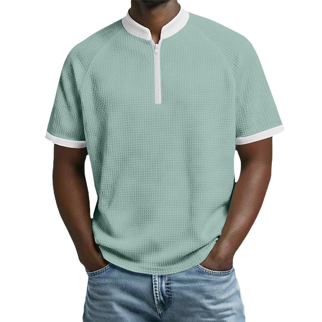 Men's Casual Fashionable Loose And Soft Breathable Top, Two-color Patchwork Short-sleeved Top.