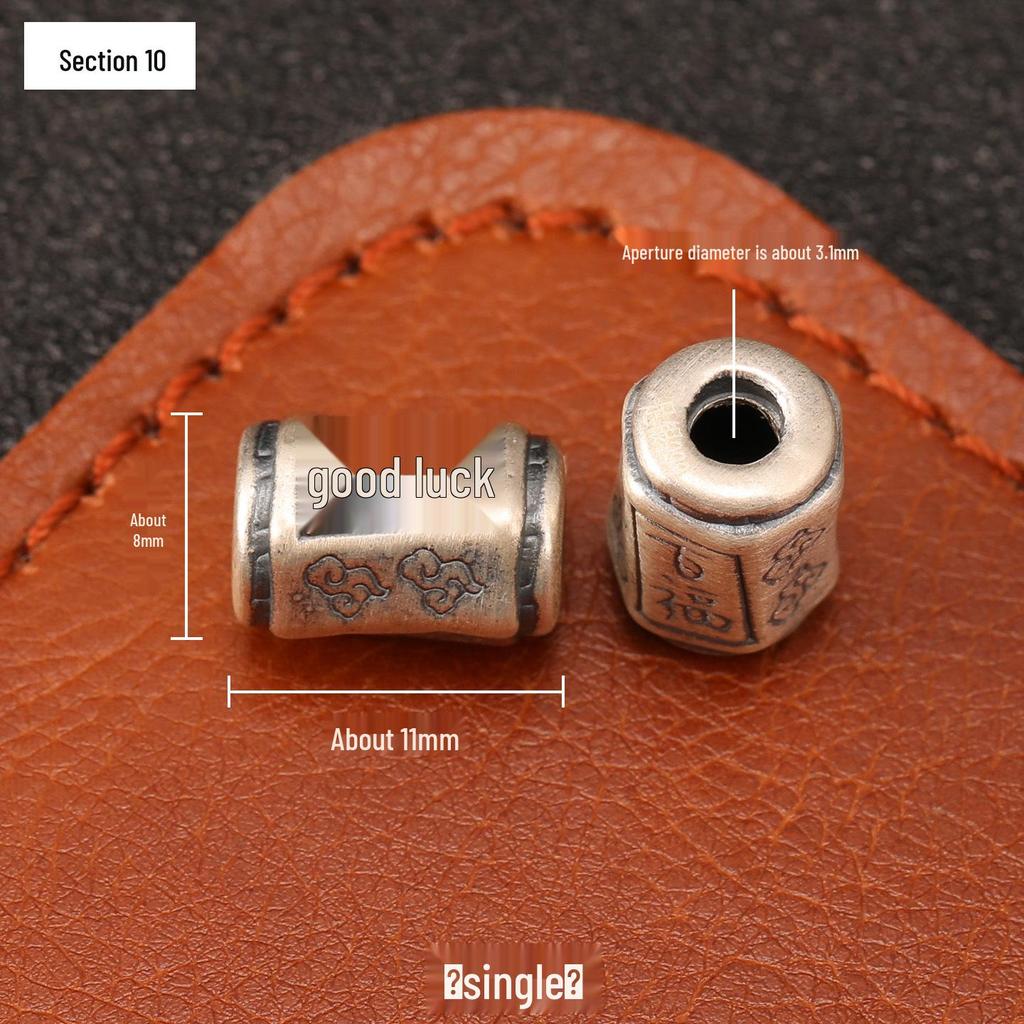Sterling Silver S999 Ethnic Spacer Beads: Retro Barrel & Ruyi Lock Lucky Beads for DIY Jewelry.
