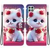 Handmade PU Leather Flip Case for Samsung A22 5G/A22s 5G (SM-A226B/A226L)- Anti-Slip Shockproof Cover with Wrist Strap & Heart/Rose Cat Designs