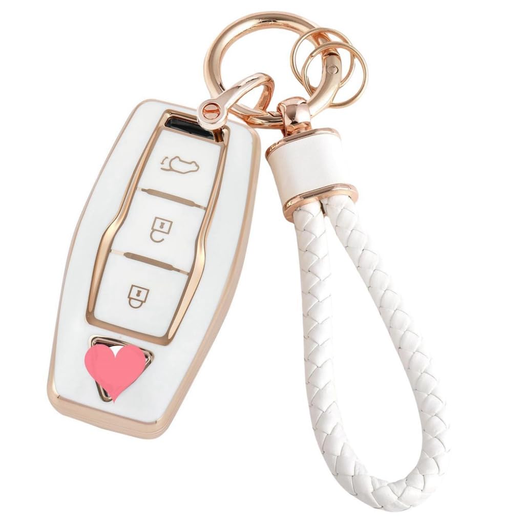 

Кейс для ключей HOYZE, Чехол для ключей, Милый, Автомобильный, Чехол для смарт-ключа, Плетеная кожа, Брелок, Key Case белый
